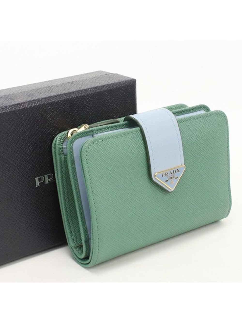 Prada Saffiano Tab Bifold Wallet Leather